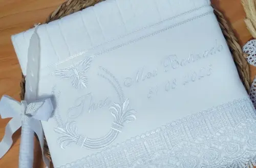 Toalha de Batizado Personalizada Bordada