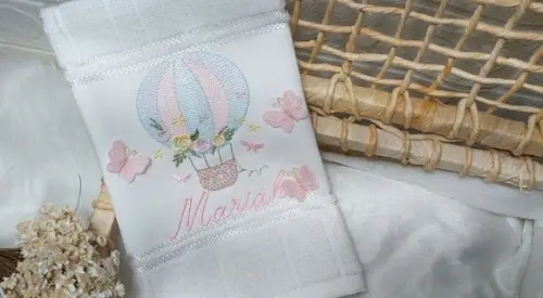 Toalha de Lavabo Boca Balão Floral Personalizada