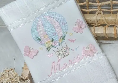 Toalha de Lavabo Boca Balão Floral Personalizada