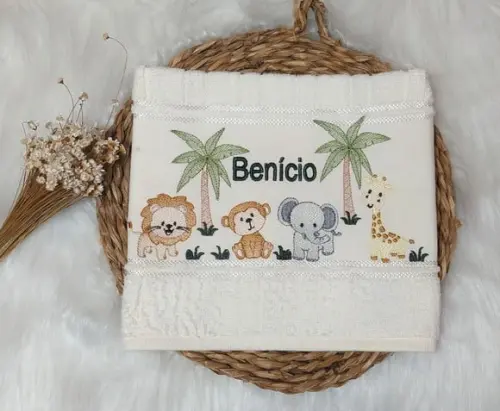 Toalha de Lavabo Boca Safari Personalizada Kit 2