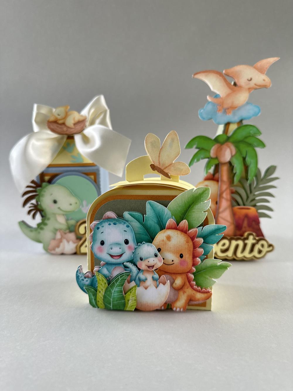 kit de caixas personalizadas luxo tema dino baby