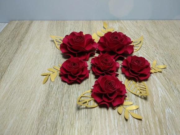 Kit 6 Flores de Papel com Folhas