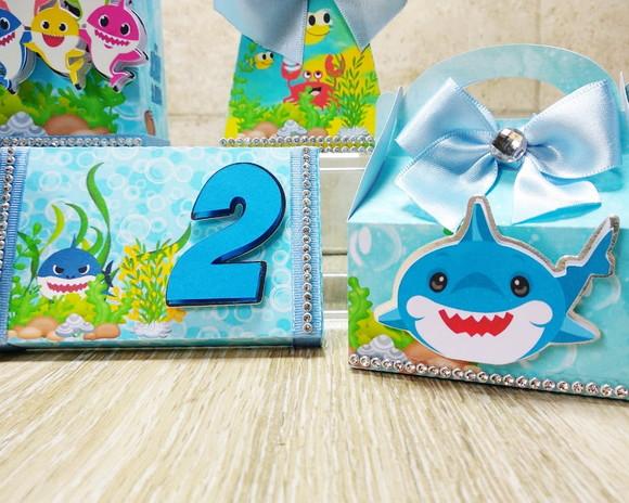 Kit festa baby shark 40 pçs Luxo