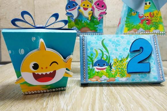 Kit festa baby shark 40 pçs Luxo
