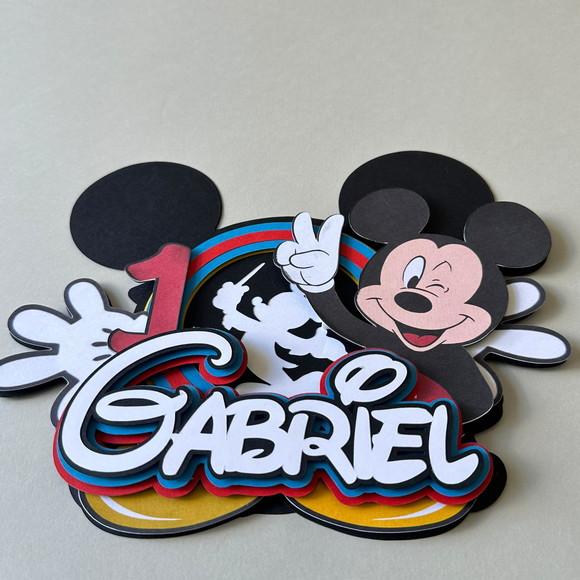 Topo Topper de Bolo Personalizado Mickey