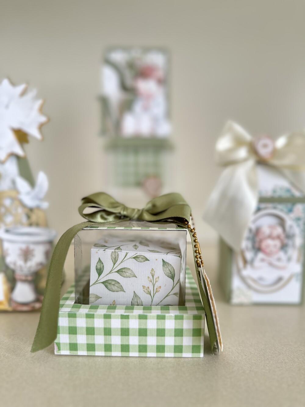 Kit Batizado Verde Sálvia Luxo 16 Peças | Caixas Personalizadas