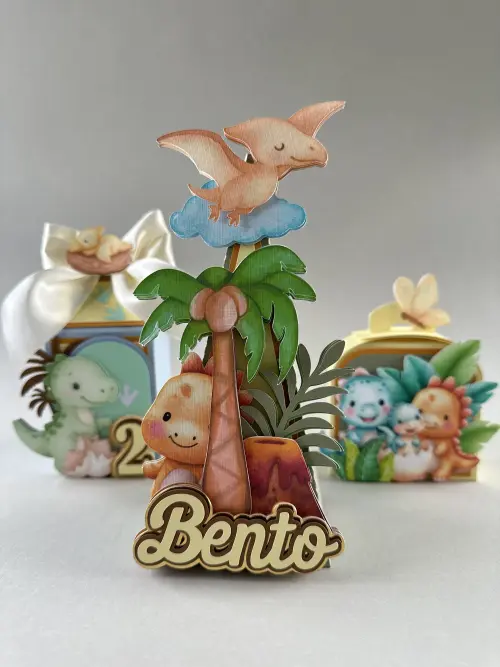 kit de caixas personalizadas luxo tema dino baby