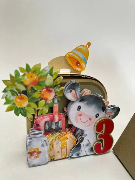 Kit de Caixas Premium com Cenário 3d Tema Fazendinha