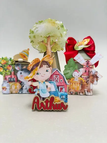 Kit de Caixas Premium com Cenário 3d Tema Fazendinha