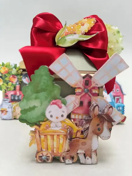 Kit de Caixas Premium com Cenário 3d Tema Fazendinha