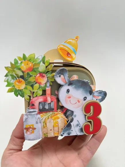 Kit de Caixas Premium com Cenário 3d Tema Fazendinha