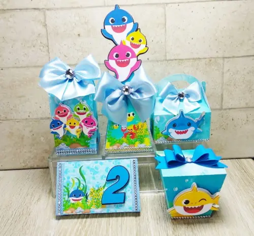 Kit festa baby shark 40 pçs Luxo