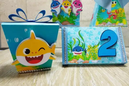 Kit festa baby shark 40 pçs Luxo