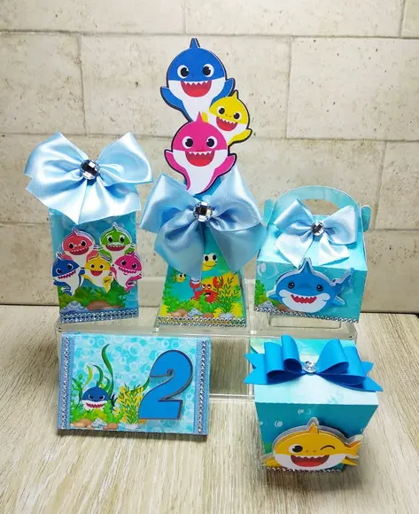 Kit festa baby shark 40 pçs Luxo
