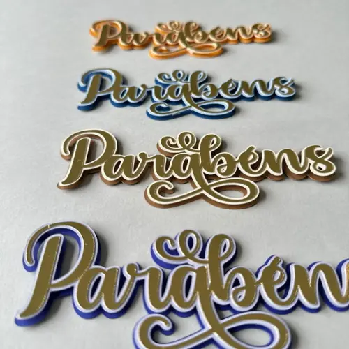 Topo de Bolo "parabéns" com 3 Camadas. Kit com 4 Topos.