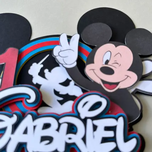Topo Topper de Bolo Personalizado Mickey