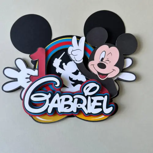 Topo Topper de Bolo Personalizado Mickey