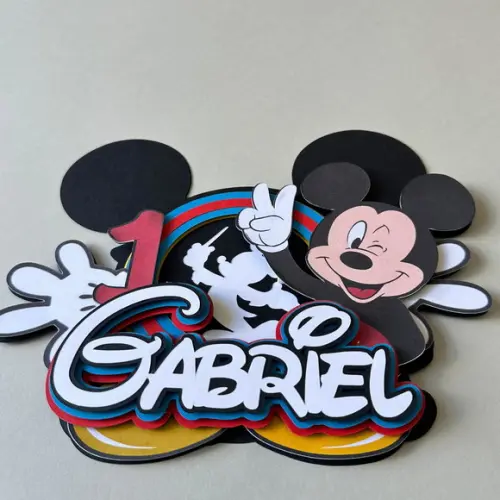 Topo Topper de Bolo Personalizado Mickey