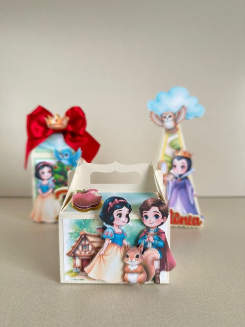 Kit Festa Branca de Neve Luxo 12 Peças | Caixas Personalizadas p