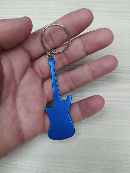 4 Chaveiros Guitarra Abridor Metal Azul