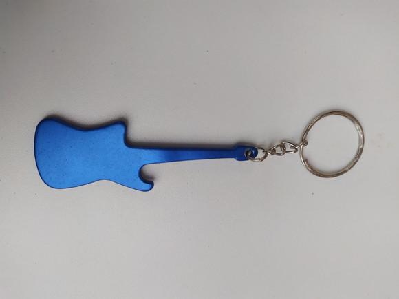 4 Chaveiros Guitarra Abridor Metal Azul