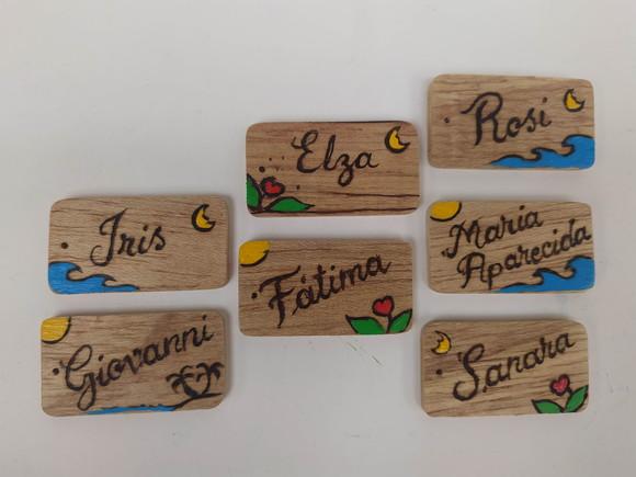 5 Chaveiros de Madeira Gravado com Nome