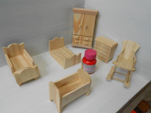 kit moveis miniaturas- quarto 6 peças