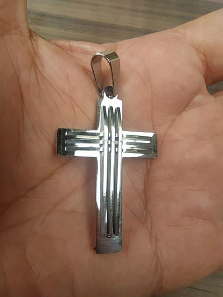 Pingente Crucifixo Trindade em Aço Inox