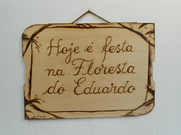 Placa Artesanal Pirografada