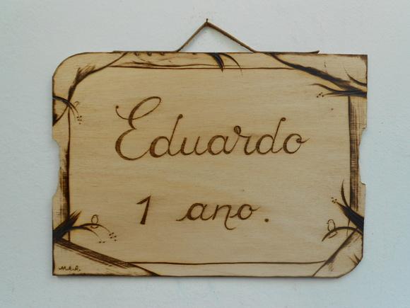 Placa Artesanal Pirografada