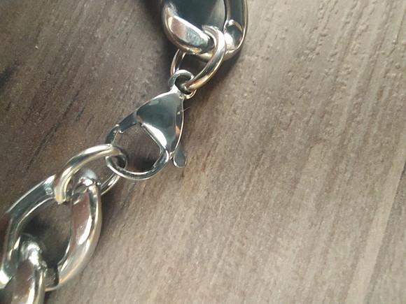 Pulseira Grossa com Placa em Aço Inox