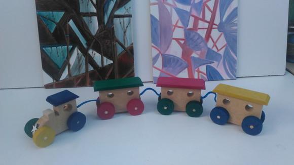 Trenzinho De MDF Multicolorido pq