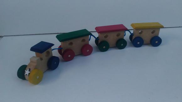 Trenzinho De MDF Multicolorido pq