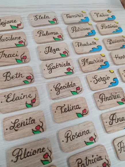 5 Chaveiros de Madeira Gravado com Nome