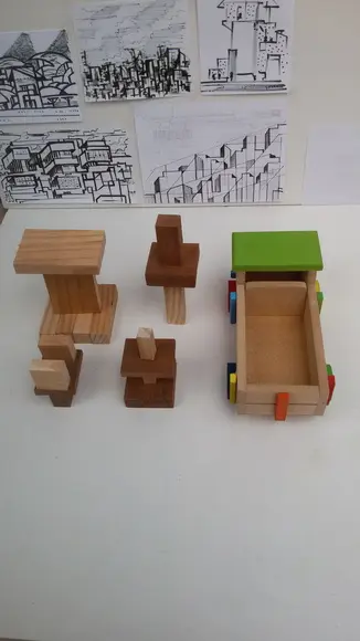 carrinho com caçamba e modulo de montagem