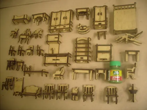 Kit Moveis Miniaturas- 36 Peças Montadas