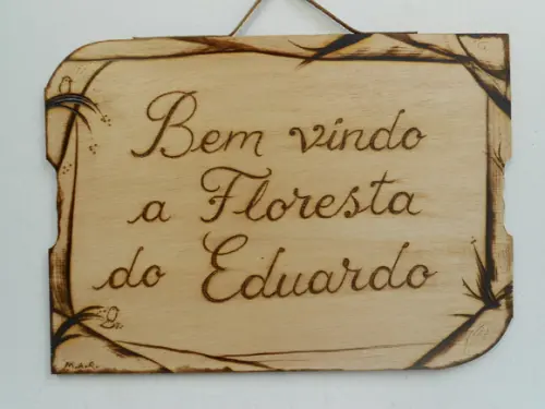 Placa Artesanal Pirografada