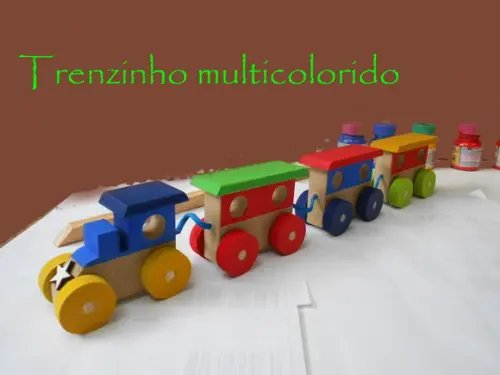 Trenzinho de mdf Multicolorido
