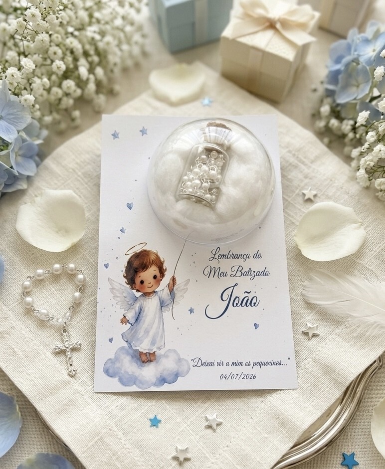 Lembrancinha personalizada para Batizado com terço