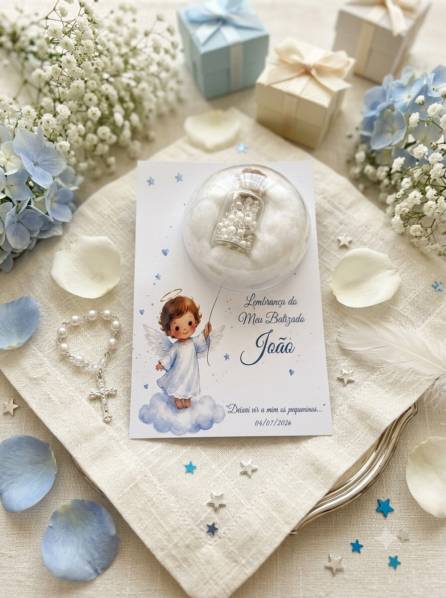 Lembrancinha personalizada para Batizado com terço