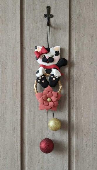 Enfeite de Porta Gato Natal