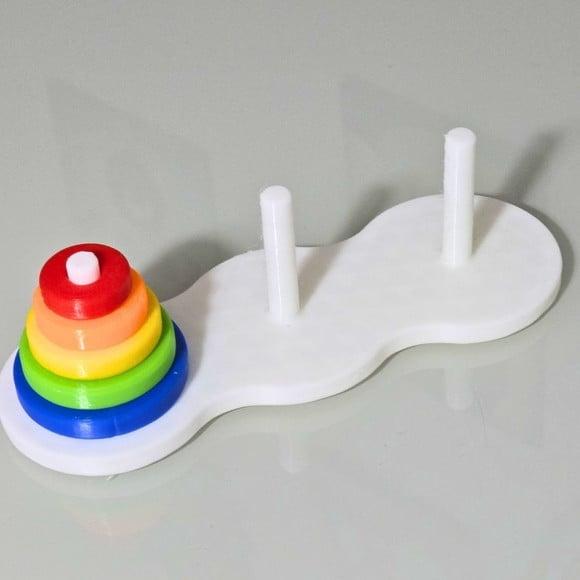 Jogo Torre de Hanói Pedagógico Impressão 3d Raciocínio Lógic