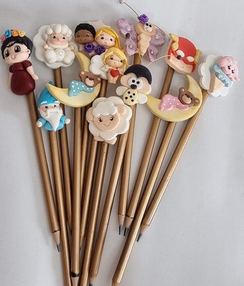 Lápis com Ponteira em Biscuit Personalizado Lembrancinhas