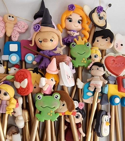 Lápis com Ponteira em Biscuit Personalizado Lembrancinhas