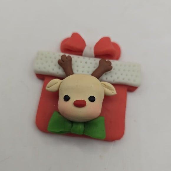 Lembrancinhas Enfeite Caixa de Natal Rena em Biscuit