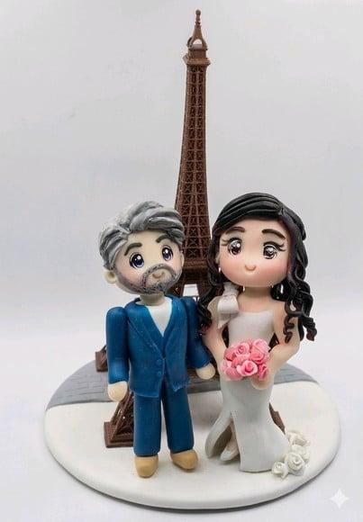 Noivos em Biscuit Personalizado Casal Abraçadinho