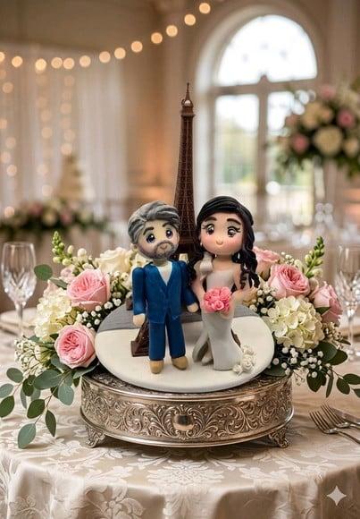Noivos em Biscuit Personalizado Casal Abraçadinho