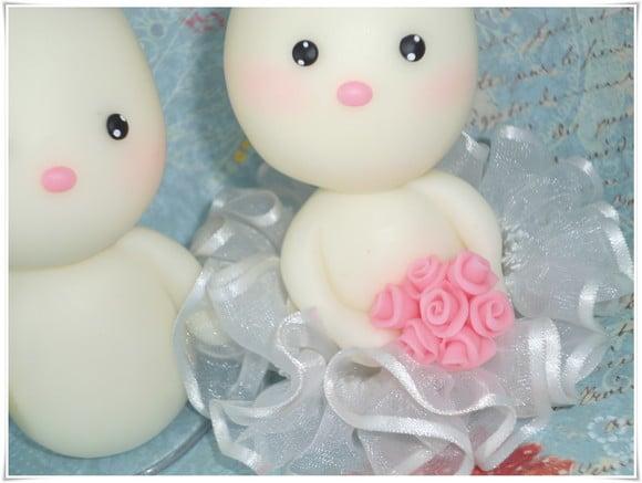 Noivos em Biscuit Personalizado Coelhinhos