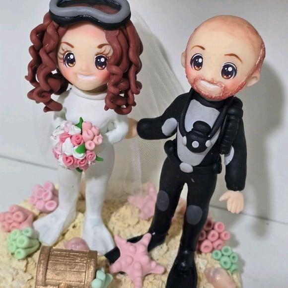 Noivos em Biscuit Personalizado Mergulhadores