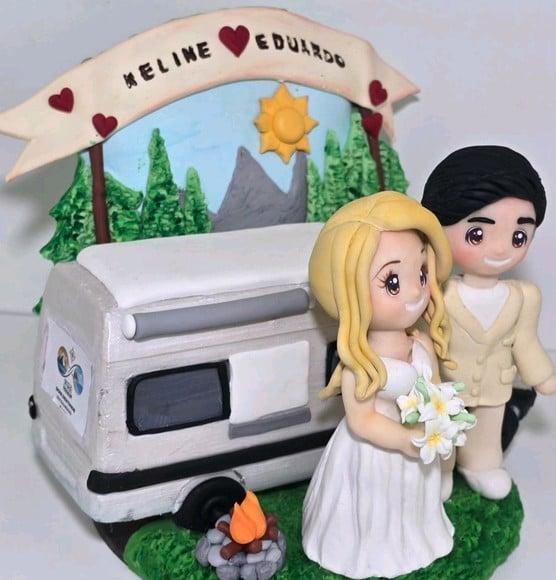 Noivos em Biscuit Personalizado Viajantes